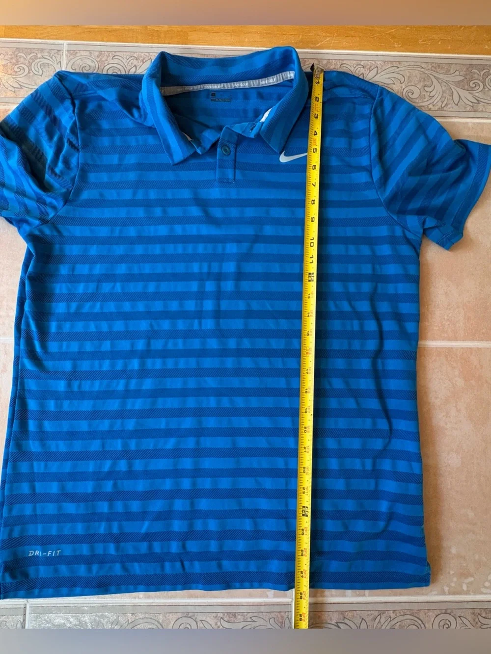 Nike Golf Dri-Fit Blue Striped Polo Shirt - Men's Large